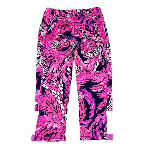 Lilly Pulitzer Luxletic Weekender Cropped Leggings Women’s Medium Jungle Pink - Picture 2 of 9